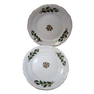 Holly Pattern Vintage Wawel Poland Cake Dessert Bread Butter Plates A Pair EUC